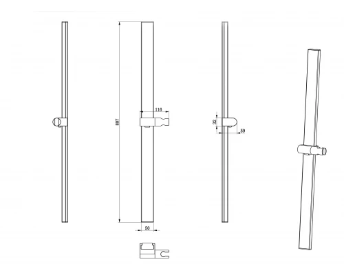 Душевая штанга WONZON & WOGHAND, Брашированное золото (WW-986210-BG)