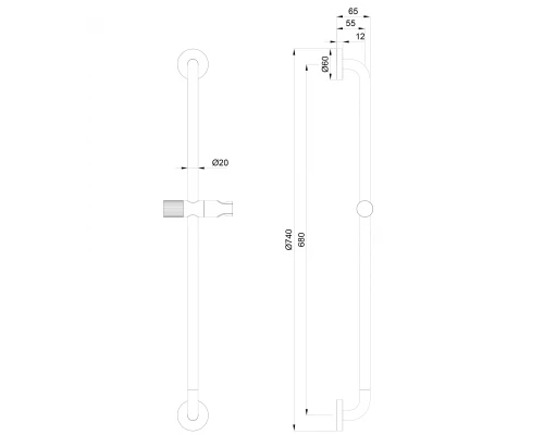 Душевая штанга WONZON & WOGHAND, Темный графит (WW-SL05-BGM)