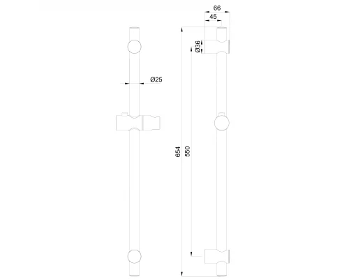 Душевая штанга WONZON & WOGHAND, Черный матовый (WW-SL04-MB)
