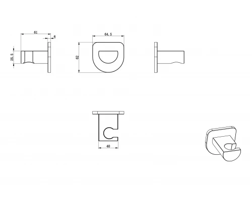 Настенный держатель WONZON & WOGHAND, Хром (WW-994216-CR)