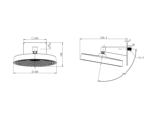 Верхний душ WONZON & WOGHAND, Темный графит (WW-HS099-BGG)