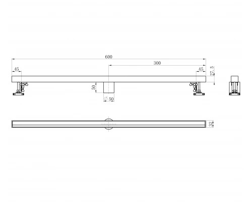 Душевой трап 60 см WONZON & WOGHAND, Темный графит (WW-65406M-GM)