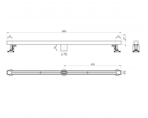 Душевой трап 90 см WONZON & WOGHAND, Брашированное золото (WW-65409T-BG)