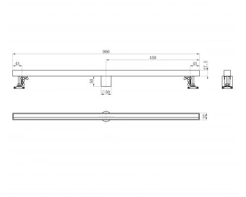 Душевой трап 90 см WONZON & WOGHAND, Темный графит (WW-65409M-GM)