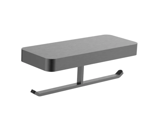 Двойной держатель для туалетной бумаги с полкой WONZON & WOGHAND LOTTE, Темный графит (WW-8356-BGM)