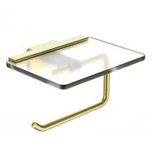 Держатель для туалетной бумаги с полкой WONZON & WOGHAND GRAFFITY, Брашированное золото (WW-9326-BG)