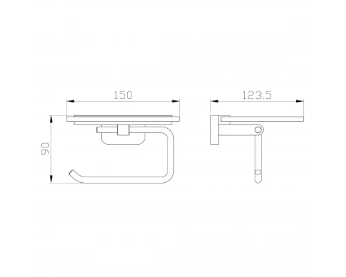 Держатель для туалетной бумаги с полкой WONZON & WOGHAND GRAFFITY, Брашированное золото (WW-9326-BG)