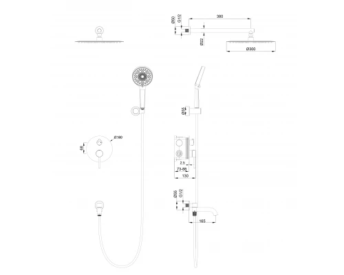Душевая система встраиваемая WONZON & WOGHAND STICK, Брашированный никель (WW-88939017-BN)