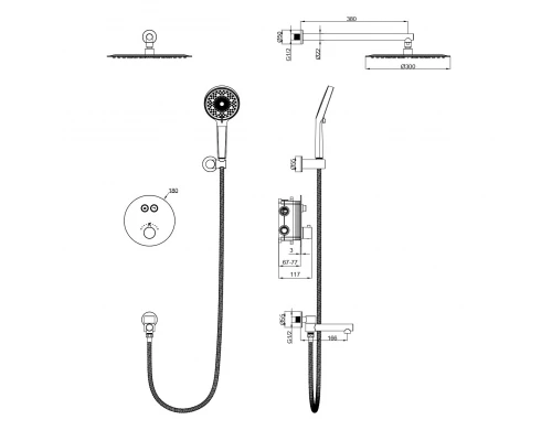 Душевая система с тремостатом WONZON & WOGHAND STICK, Розовое золото (WW-88929010-RG)