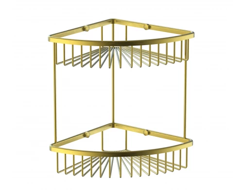 Полка для ванной 2-х ярусная WONZON & WOGHAND, Брашированное золото (WW-4128-BG)