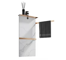 Полотенцесушитель электрический с каменной плитой Белый мрамор WONZON & WOGHAND STUTTGART, Брашированное золото (WW-A504W-BG)