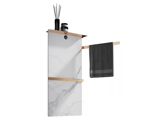 Полотенцесушитель электрический с каменной плитой Белый мрамор WONZON & WOGHAND STUTTGART, Брашированное золото (WW-A504W-BG)
