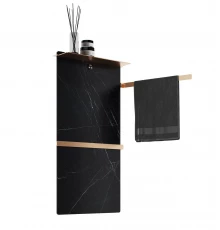 Полотенцесушитель электрический с каменной плитой Черный мрамор WONZON & WOGHAND STUTTGART, Брашированное золото (WW-A504-BG)