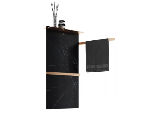 Полотенцесушитель электрический с каменной плитой Черный мрамор WONZON & WOGHAND STUTTGART, Брашированное золото (WW-A504-BG)