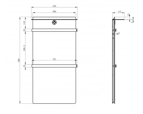 Полотенцесушитель электрический с каменной плитой Черный мрамор WONZON & WOGHAND STUTTGART, Брашированное золото (WW-A504-BG)