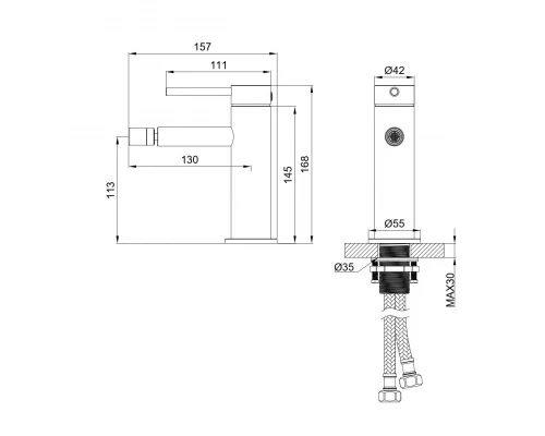 Смеситель для биде WONZON & WOGHAND STICK, Белый матовый (WW-88339017-MW)