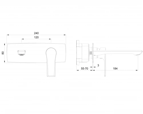 Смеситель для раковины встраиваемый WONZON & WOGHAND BRILLIANT, Черный матовый (WW-88869079-MB)