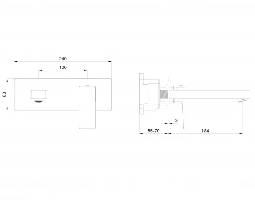 Смеситель для раковины встраиваемый WONZON & WOGHAND CUBE 2.0, Черный матовый (WW-88869068-MB)