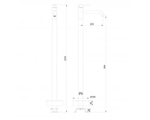 Смеситель для раковины напольного монтажа WONZON & WOGHAND STICK, Темный графит (WW-88649905-BGM)