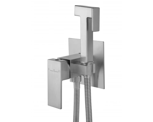 Смеситель с гигиеническим душем встраиваемый WONZON & WOGHAND CUBE, Брашированный никель (WW-88829016-BN)