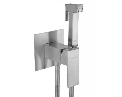 Смеситель с гигиеническим душем встраиваемый WONZON & WOGHAND CUBE, Брашированный никель (WW-88829016-BN)