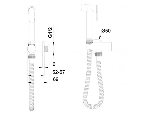 Смеситель с гигиеническим душем встраиваемый WONZON & WOGHAND, Брашированное золото (WW-88809903-BG)