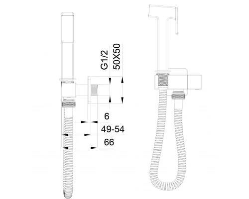 Смеситель с гигиеническим душем встраиваемый WONZON & WOGHAND, Хром (WW-88809904-CR)