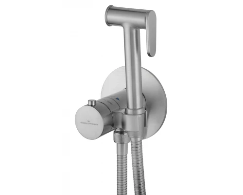 Смеситель с гигиеническим душем и термостатом встраиваемый WONZON & WOGHAND, Брашированный никель (WW-88829909-BN)