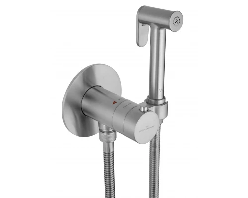Смеситель с гигиеническим душем и термостатом встраиваемый WONZON & WOGHAND, Брашированный никель (WW-88829909-BN)