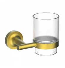 Стакан для зубных щеток с держателем WONZON & WOGHAND SIMPLE, Брашированное золото (WW-6521-BG)