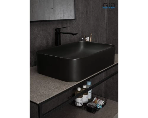 Раковина Gid Bm9599 53366 накладная черная матовая 61x38x15