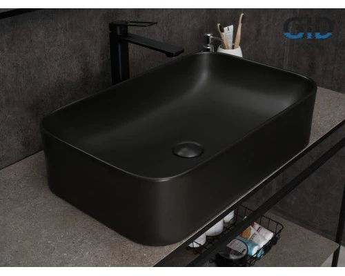 Раковина Gid Bm9599 53366 накладная черная матовая 61x38x15