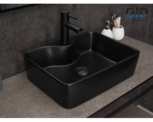 Раковина Gid Bm9091 53373 накладная черная матовая 48x37x13
