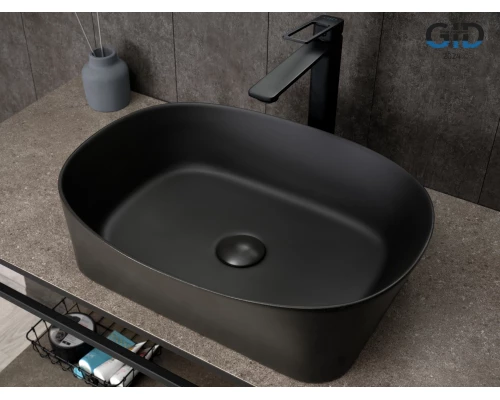 Раковина Gid N9028bg 53380 накладная черная графит 53x36x14