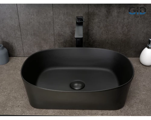 Раковина Gid N9028bg 53380 накладная черная графит 53x36x14