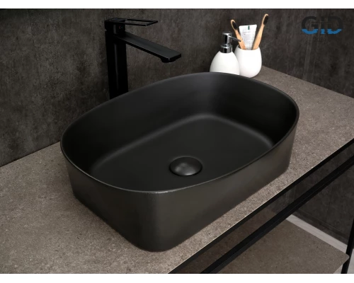 Раковина Gid N9028bg 53380 накладная черная графит 53x36x14