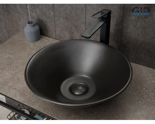Раковина Gid N9102bg 53383 накладная черная графит 42x42x15