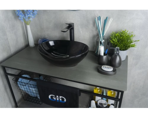 Раковина Gid Nc920 52231 накладная черная глянцевая 41x34x15