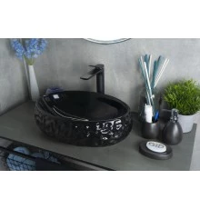 Раковина Gid 9030bf 52232 накладная черная глянцевая 48x34x15