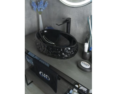 Раковина Gid 9030bf 52232 накладная черная глянцевая 48x34x15