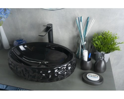 Раковина Gid 9030bf 52232 накладная черная глянцевая 48x34x15