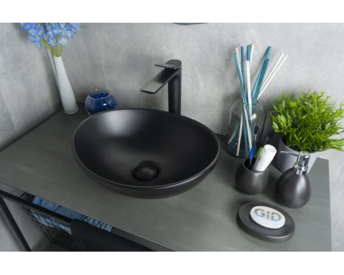 Раковина Gid Nc901 52223 накладная черная матовая 41x34x15