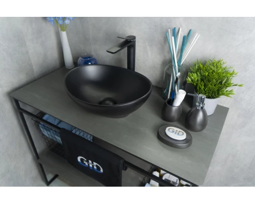 Раковина Gid Nc901 52223 накладная черная матовая 41x34x15