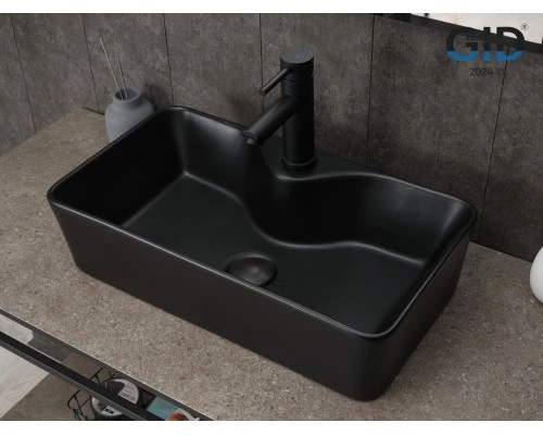 Раковина Gid Bm9092 53353 накладная черная матовая 55x31x14