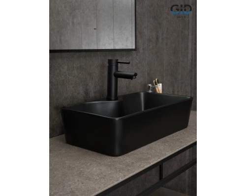 Раковина Gid Bm9092 53353 накладная черная матовая 55x31x14