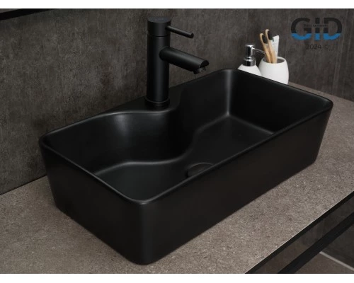 Раковина Gid Bm9092 53353 накладная черная матовая 55x31x14