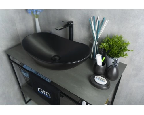 Раковина Gid Bm9811 53337 накладная черная матовая 61x37x15