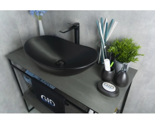 Раковина Gid Bm9811 53337 накладная черная матовая 61x37x15