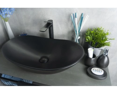 Раковина Gid Bm9811 53337 накладная черная матовая 61x37x15