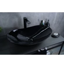 Раковина Gid BL9811 53349 накладная черная глянцевая 61x37x15